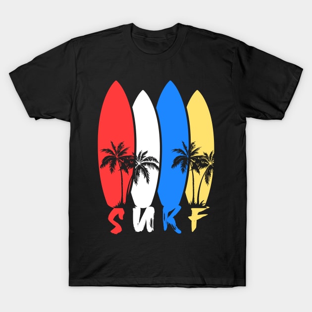 Colorful surfboards T-Shirt by Dominic Becker